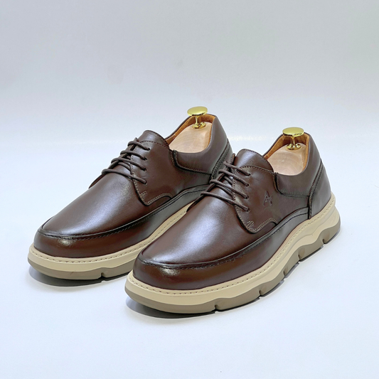 Chaussures Homme Élégantes Cuir Véritable Marron Semelle Médicale Confortable Lacets
