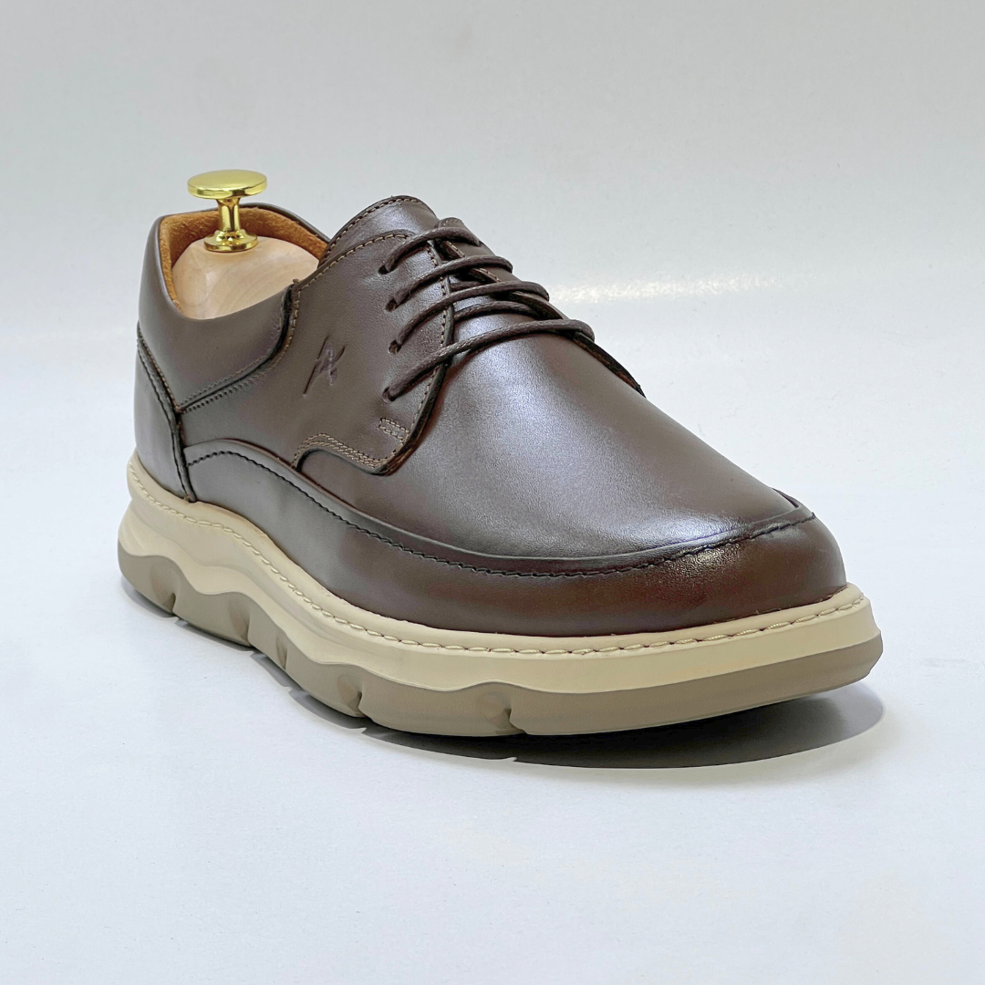 Chaussures Homme Élégantes Cuir Véritable Marron Semelle Médicale Confortable Lacets