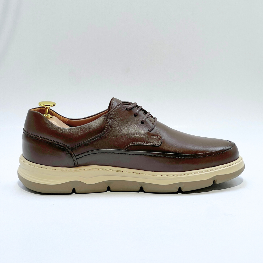 Chaussures Homme Élégantes Cuir Véritable Marron Semelle Médicale Confortable Lacets