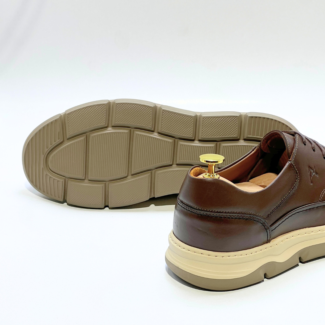 Chaussures Homme Élégantes Cuir Véritable Marron Semelle Médicale Confortable Lacets