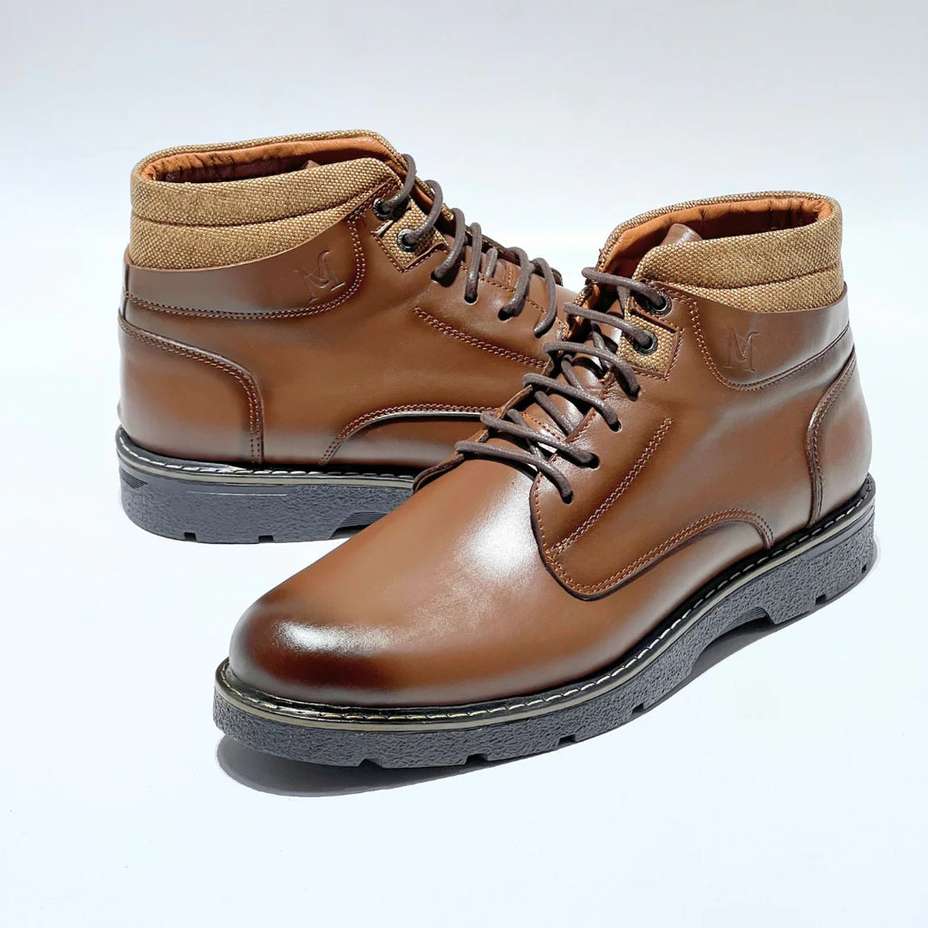 Bottines Pour Homme extra confortable en cuir 100% MARRON BA 037