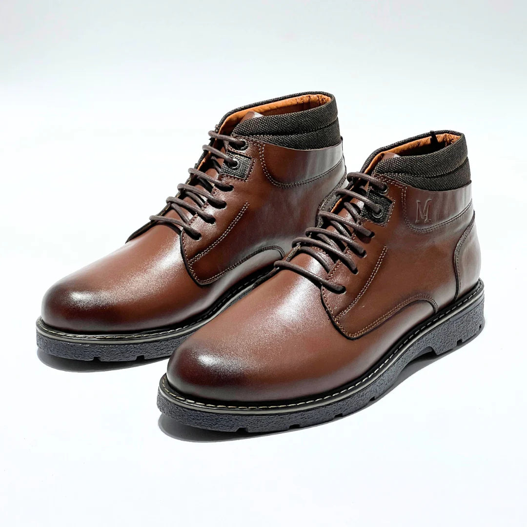 Bottines Pour Homme extra confortable en cuir 100% MARRON BA 037