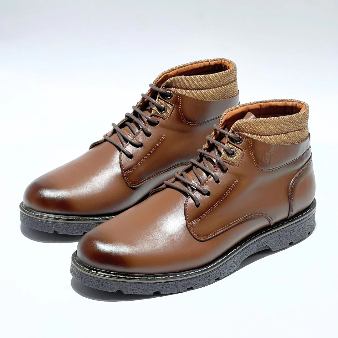 Bottines Pour Homme extra confortable en cuir 100% MARRON BA 037